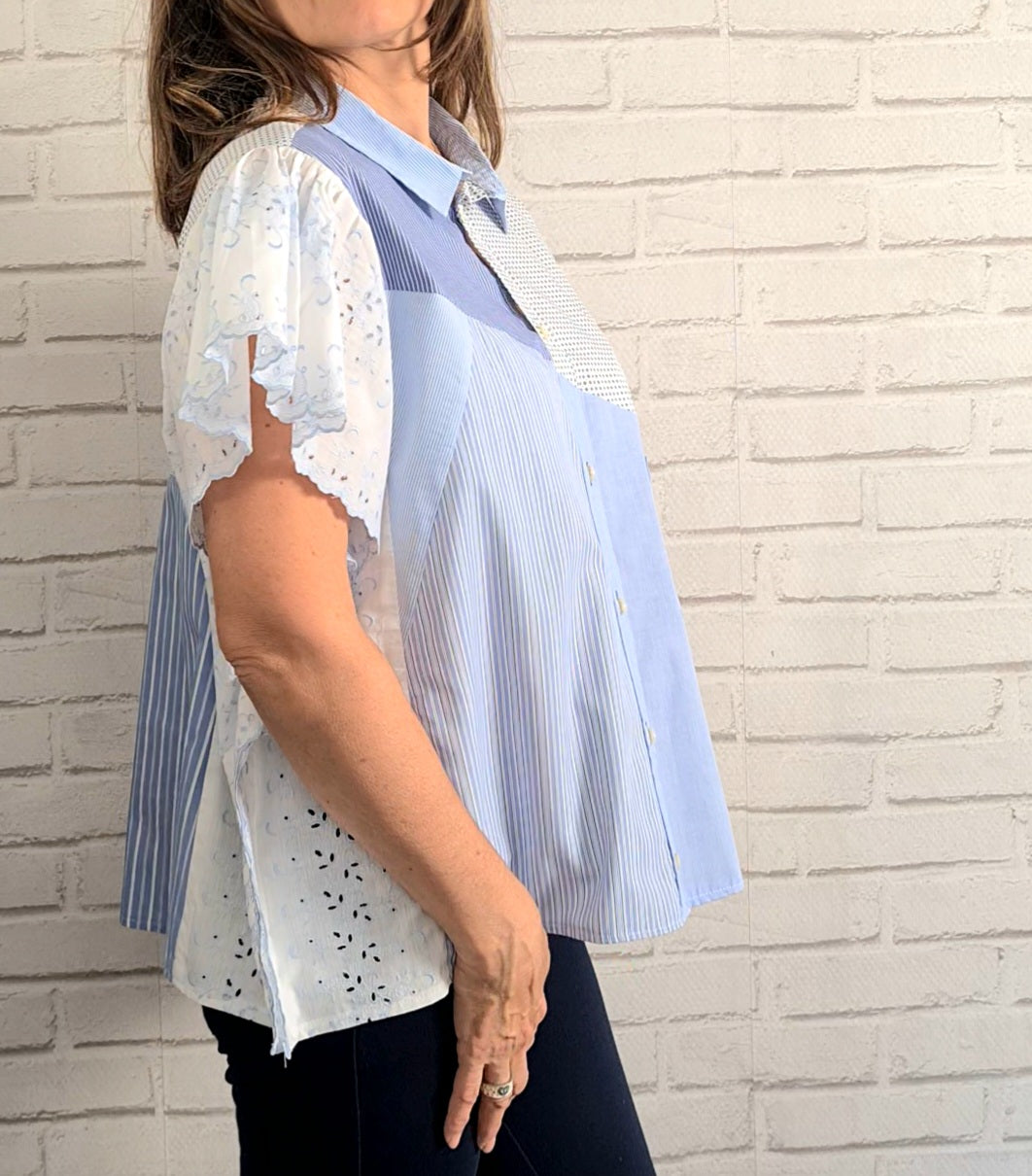 Blouse "Blue Boho" recyclé