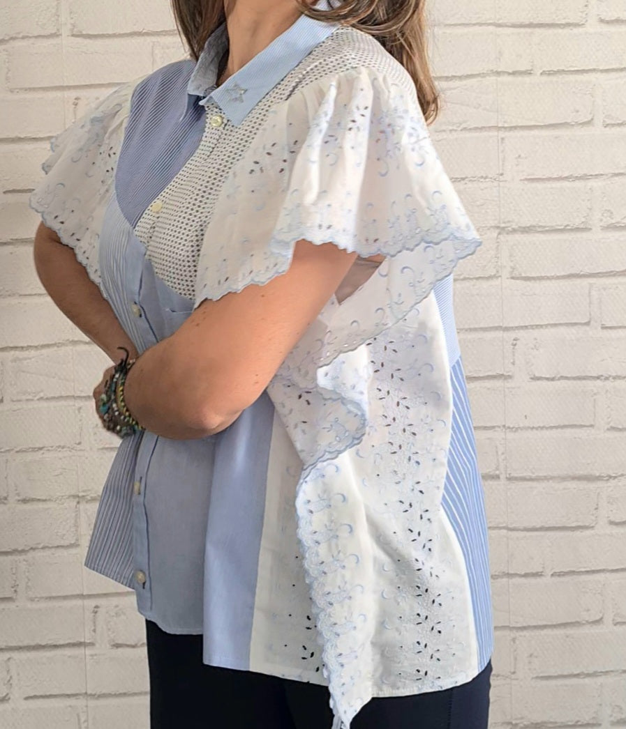 Blouse "Blue Boho" recyclé