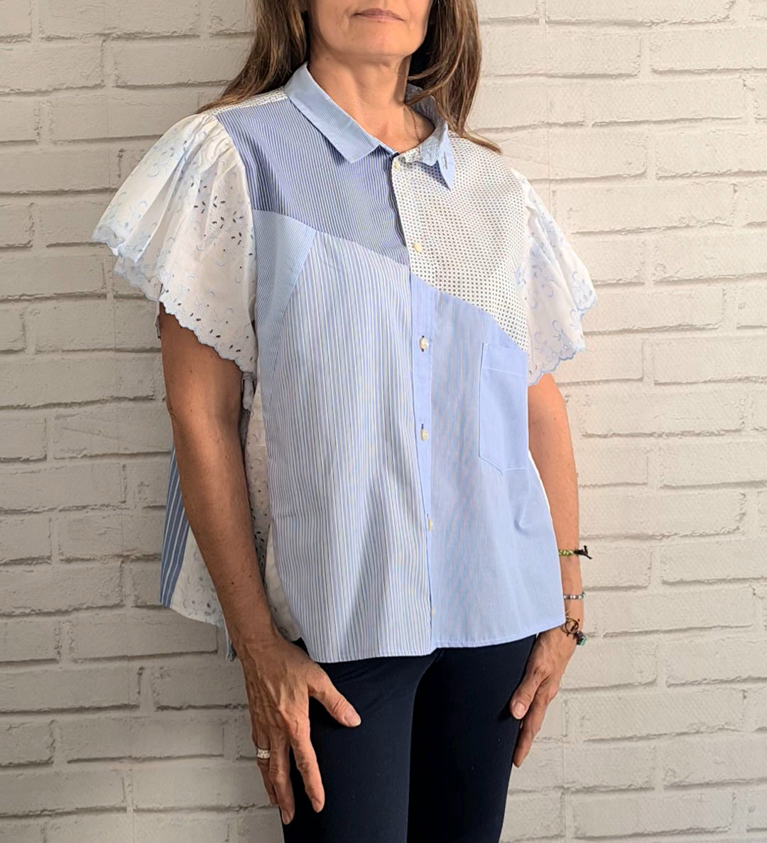 Blouse "Blue Boho" recyclé