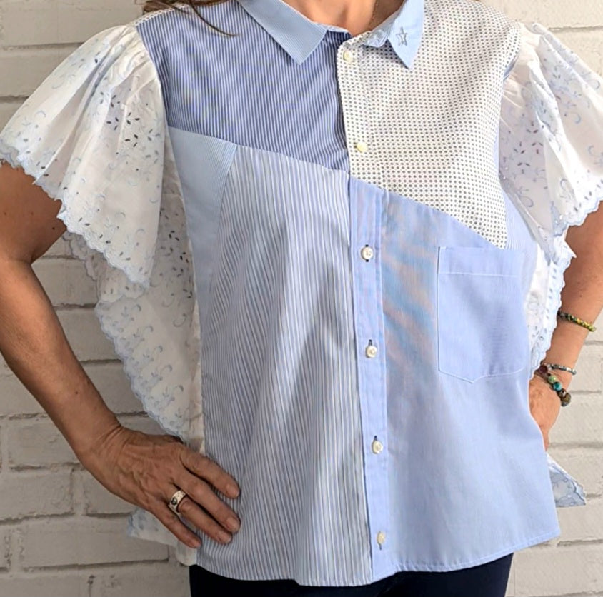 Blouse "Blue Boho" recyclé